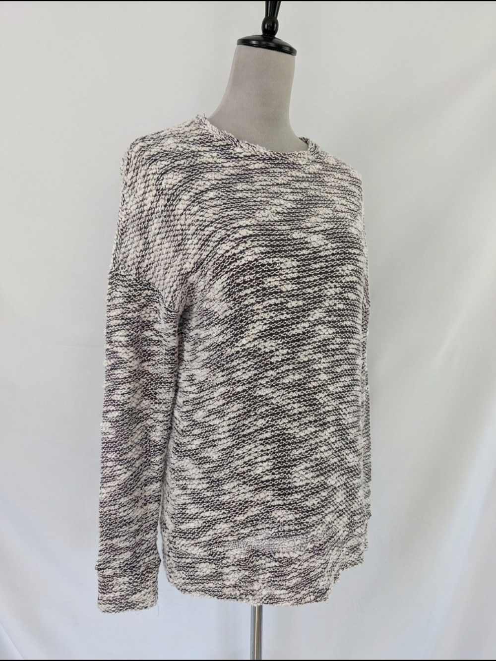 Fabletics Black & White Marled Crewneck Sweater